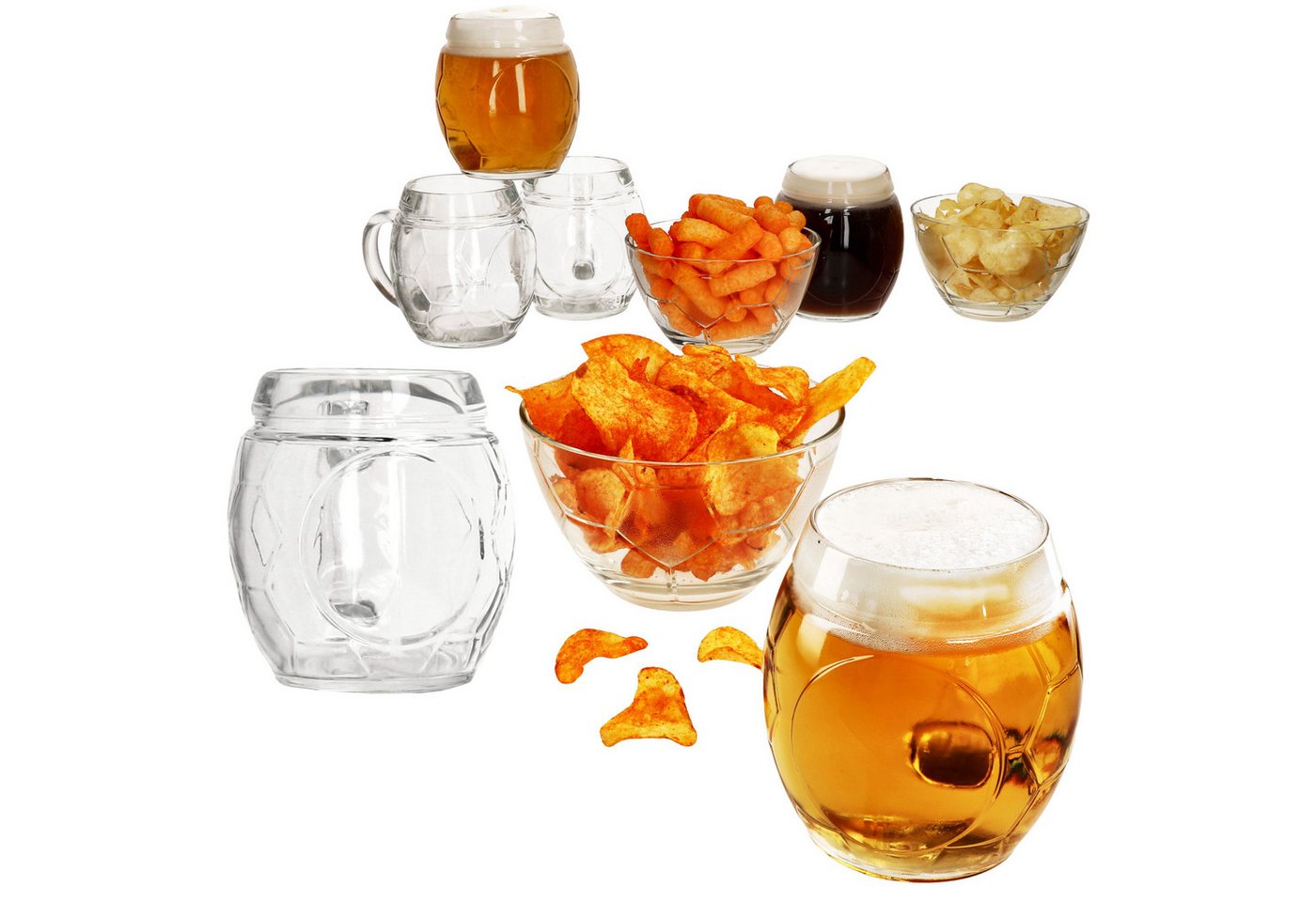 MamboCat Bierglas 9tlg Fußball Set Biergläser 0,5L geeicht & Schale Ball-Relief Krug, Glas MamboCat Bierglas 9tlg Fußball Set Biergläser 0,5L geeicht & Schale Ball-Relief Krug, Glas von MamboCat