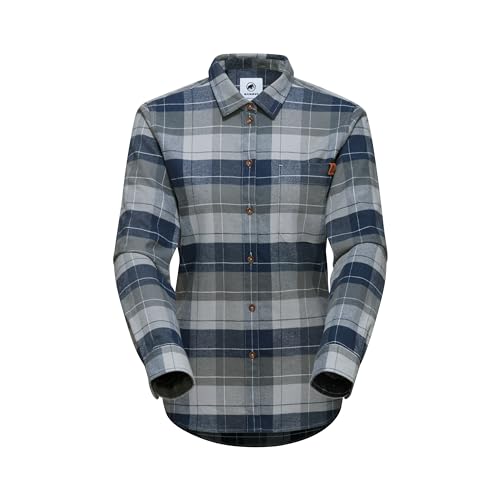 Trovat Longsleeve Shirt Women | Flanellhemd für Damen, Kariertes Hemd für Outdoor, Flanell Kleidung, Warm, 100% Baumwolle, Blau und Grau, Langarm | Steel-Marine, XS Trovat Longsleeve Shirt Women | Flanellhemd für Damen, Kariertes Hemd für Outdoor, Flanell Kleidung, Warm, 100% Baumwolle, Blau und Grau, Langarm | Steel-Marine, XS von Mammut