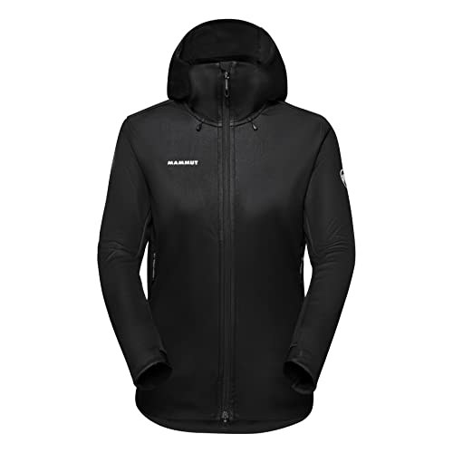 Mammut Ultimate VII SO Hooded Jacket Women | Outdoor Jacke für Damen, Wasserabweisende Softshelljacke, Funktionsjacke mit Kapuze, Gore-Tex Wanderjacke, Atmungsaktiv, Winddicht | Schwarz, L von Mammut