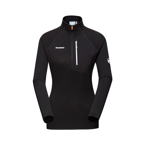 Mammut Damen Half Zip Pullover, S, Schwarz, Funktionsshirt, Oberteil für Sportler, aus Polartec Power Grid von Mammut