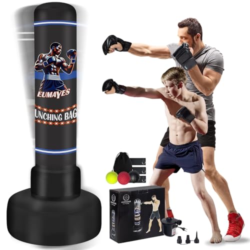 Boxsack Stehend Erwachsene Jugendliche, 180CM Freistehender Aufblasbare Standboxsack, Boxsack mit Ständer und Boxen Reflexball & Luftpump, Kickboxsack für Fitness Training Muay Thai Taekwondo Boxsack Stehend Erwachsene Jugendliche, 180CM Freistehender Aufblasbare Standboxsack, Boxsack mit Ständer und Boxen Reflexball & Luftpump, Kickboxsack für Fitness Training Muay Thai Taekwondo von Mamxwaga