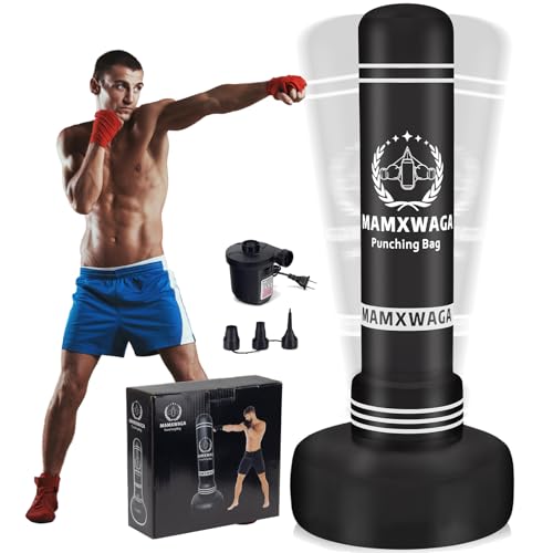 Mamxwaga Boxsack Stehend Erwachsene Kinder Jugendliche, 180cm Freistehender Aufblasbare Standboxsack, Boxsack mit Ständer & Elektrischer Luftpumpe, für Taekwondo Boxen Karate Mamxwaga Boxsack Stehend Erwachsene Kinder Jugendliche, 180cm Freistehender Aufblasbare Standboxsack, Boxsack mit Ständer & Elektrischer Luftpumpe, für Taekwondo Boxen Karate von Mamxwaga