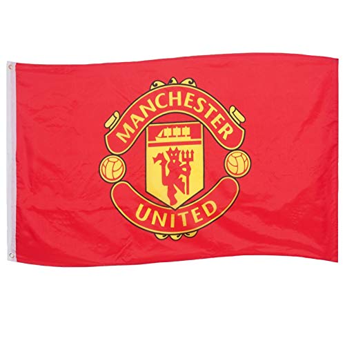 Manchester United FC - Flagge mit Vereinswappen - Offizielles Merchandise - Geschenk für Fußballfans - 1,5 x 0,9 m - Rot in Zielscheibenoptik von Manchester United