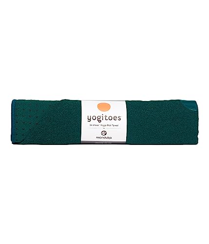 Manduka Yogitoes Yoga-Handtuch für Matte, rutschfest und schnell trocknend, für Hot Yoga, mit Gummiunterseite, Griffpunkte, dünn und leicht, 180 cm, Tiefsee von Manduka