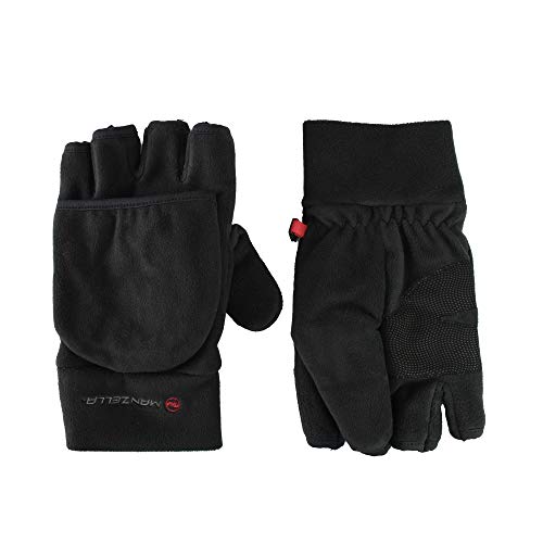 Manzella Herren Fleece-Handschuhe für kaltes Wetter, wandelbar, Cascade-Handschuh mit Thinsulate - Schwarz - Large von Manzella