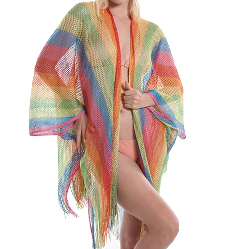 Maouira Vertuschung Lockere Strickjacke Offener Vorderseite Ausgehöhlte Kimonos Weibliche Badeanzug Vertuschung Quasten von Maouira