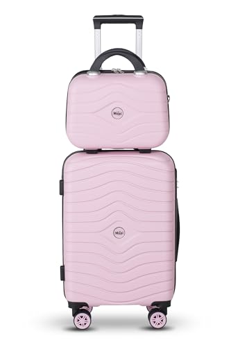 Mapi Reisekoffer ABS mit 4 Rollen 360° Zwillingsrollen Trolley mit Zahlenschloss, Kofferset, Kosmetiktasche (Rosa, Trolley Größe L (76 cm) + Kosmetiktasche) von Mapi