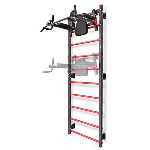 Marbo Sport Set MHU1 | Sprossenwand zur Wandmontage 230 x 81 cm MH-U204 + Multifunctional wallmounted dip-Station with Pull-up bar (2in1) MH-U205 | Made in EU von Marbo Sport