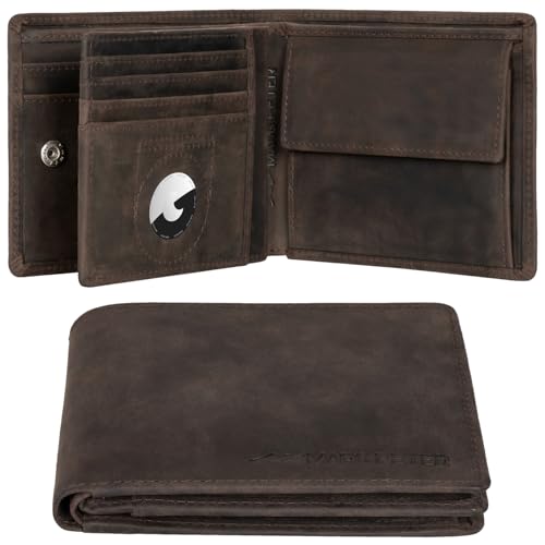 Marc Peter® Florida AirTag Wallet mit Münzfach und RFID-Schutz | AirTag Geldbeutel | Apple Airtag Portemonnaie | Vintage Kohle Geldbörse von Marc Peter