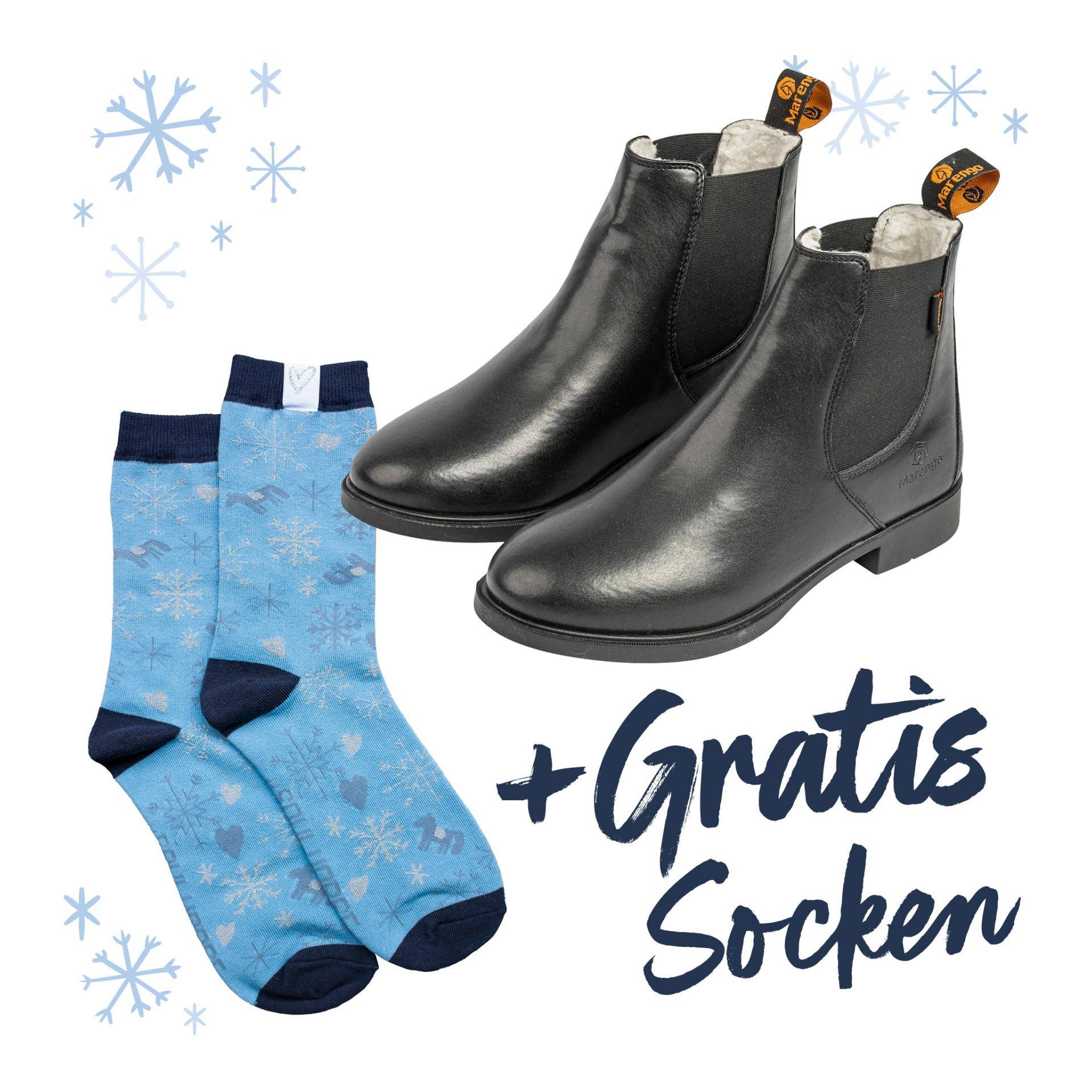 Marengo Winter-Stiefelette + GRATIS Socken Snowflake | Reitstiefelette Classic Winter Kunstleder Grösse Socken: 35-38, Schuhgrösse: 44 von Marengo