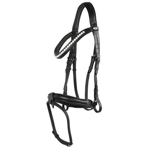 Marengos - Trensenzaum Soft Crystal | englisch kombiniertes Reithalfter aus Leder | Trense mit anatomisch geformtem Genickstück | Zaumzeug mit Gurtzügel | Größe Vollblut | Pferde Zubehör in schwarz Marengos - Trensenzaum Soft Crystal | englisch kombiniertes Reithalfter aus Leder | Trense mit anatomisch geformtem Genickstück | Zaumzeug mit Gurtzügel | Größe Vollblut | Pferde Zubehör in schwarz von Marengos