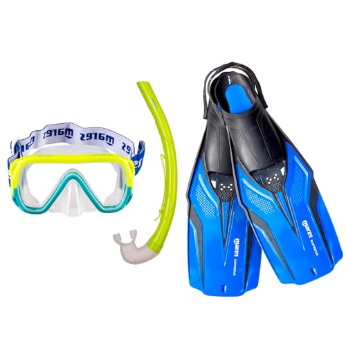 Mares Aquazone Set Nateeva Keewee Jr - Set bestehend aus Maske, Mundstück und Schnorchelflossen für Kinder und Jungen - Blau, XS von Mares