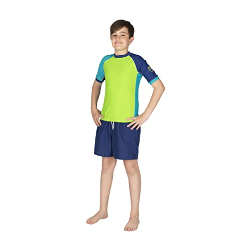 Mares Seaside Rashguard SHIELD Youth, UPF 50, schützendes Kurzarmhemd für Jugendliche zwischen 8 und 13 Jahren, Lime, S von Mares