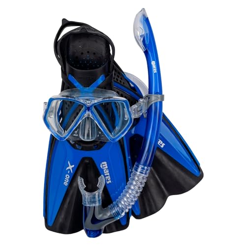 Mares Aquazone Set X-One Pirate, Set bestehend aus Maske, Schnorchel und Flossen für Kinder/Jugendliche, Unisex, Blau, S von Mares