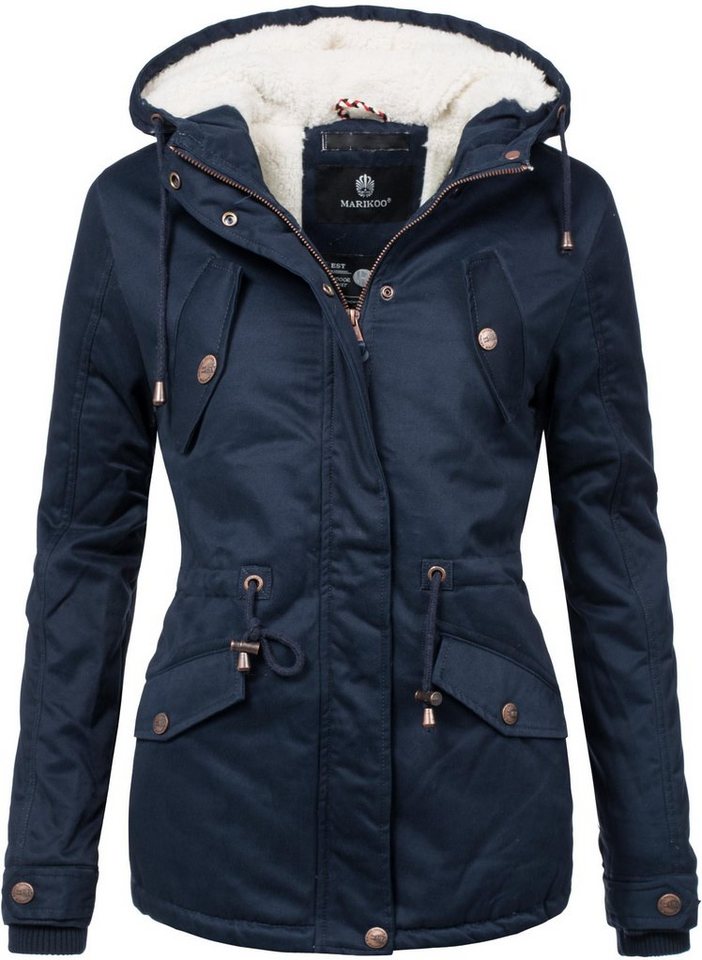 Marikoo Winterjacke Manolya stylischer Kurzmantel mit weichem Teddyfell-Futter Marikoo Winterjacke Manolya stylischer Kurzmantel mit weichem Teddyfell-Futter von Marikoo