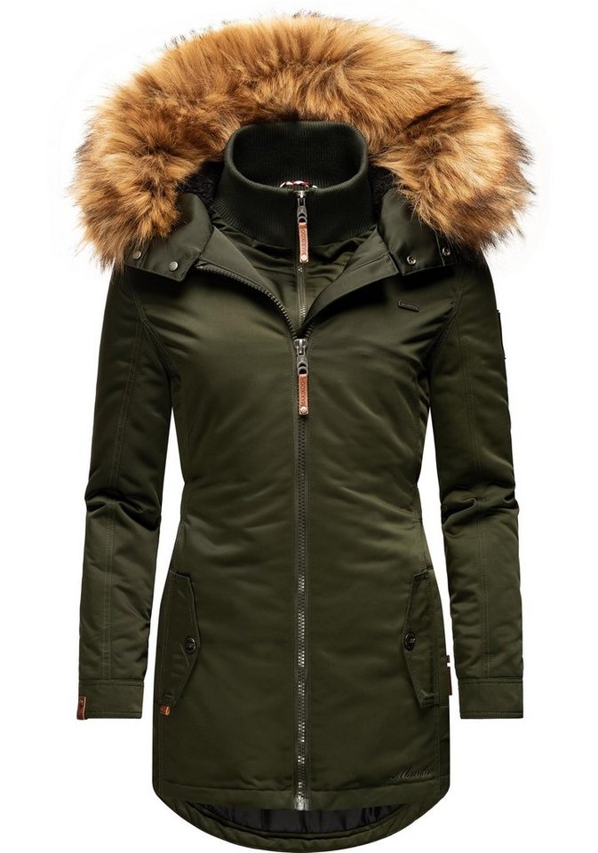 Marikoo Wintermantel Sanakoo schicker Damen Kurzmantel mit Kunstfellkapuze Marikoo Wintermantel Sanakoo schicker Damen Kurzmantel mit Kunstfellkapuze von Marikoo