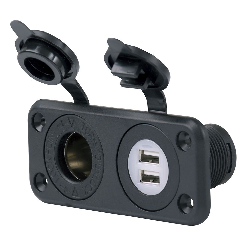 Marinco Sealink Deluxe Dual Usb Charger And 12v Receptacle Schwarz von Marinco