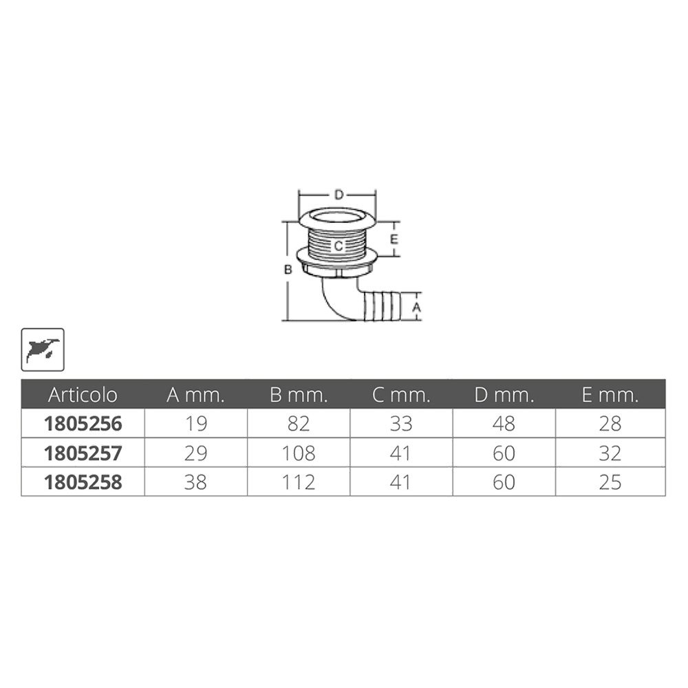 Marine Town Pvc/stainless Steel Curved Drain Silber 30 mm von Marine Town