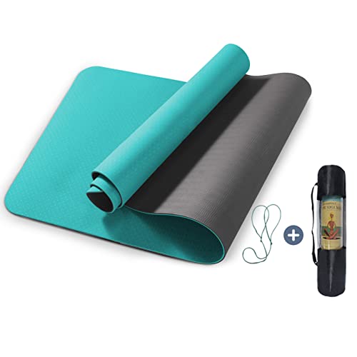 Marjar Yogamatte Rutschfest Gymnastikmatte TPE Fitnessmatte für Yoga Übungsmatte mit Tragegurt Sportmatte 183 cm x 61 cm x 0.6 cm von Marjar