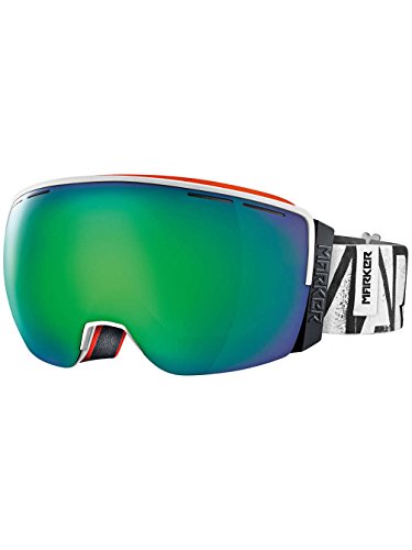 Marker Unisex – Erwachsene 3D+Otis White w/Green Plasma Mirror Skibrille, Einheitsgröße von Marker