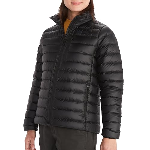 Marmot Damen Wm's Highlander Jacket, Leichte Daunenjacke, warme Winterjacke, wasserabweisende Steppjacke, winddichte Funktionsjacke, klein packbare Outdoorjacke, Black, L von Marmot