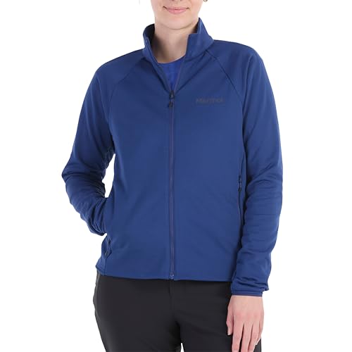 Marmot Damen Wm's Leconte Fleece Jacket, Warme Fleece-Jacke mit Reißverschluss in voller Länge, atmungsaktiv, winddichte Weste, leicht zu packen, ideal für Wandern und als Midlayer, Blue, XS von Marmot