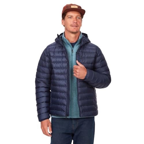 Marmot Herren Highlander Hoody, Leichte Daunenjacke, warme Winterjacke, wasserabweisende Steppjacke, winddichte Funktionsjacke, klein packbare Outdoorjacke mit Kapuze, Arctic Navy, L Marmot Herren Highlander Hoody, Leichte Daunenjacke, warme Winterjacke, wasserabweisende Steppjacke, winddichte Funktionsjacke, klein packbare Outdoorjacke mit Kapuze, Arctic Navy, L von Marmot