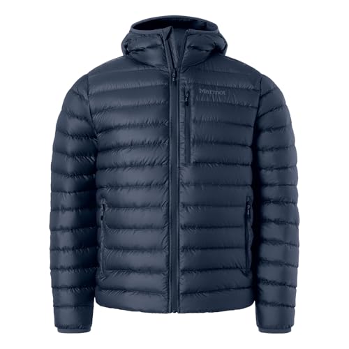 Marmot Herren Highlander Hoody, Leichte Daunenjacke, warme Winterjacke, wasserabweisende Steppjacke, winddichte Funktionsjacke, klein packbare Outdoorjacke mit Kapuze, Arctic Navy, L von Marmot