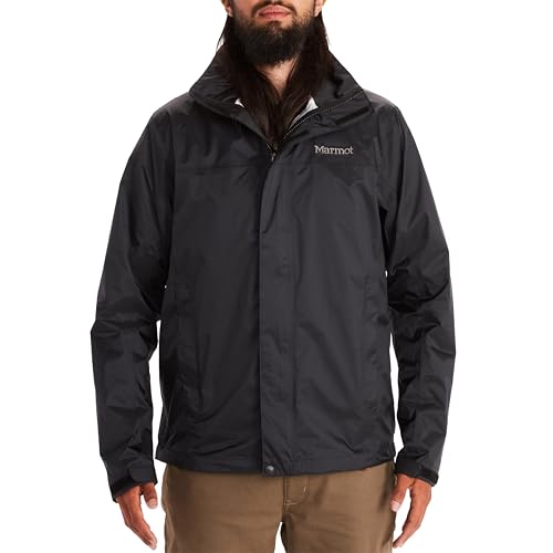 Marmot Herren PreCip Eco Jacket, Wasserdichte Regenjacke, winddichter Regenmantel, atmungsaktiv, faltbarer Hardshell Windbreaker, optimal zum Fahrradfahren und Wandern, Black, M von Marmot