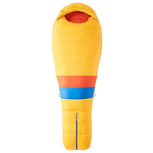 Marmot Never Summer, Mumienschlafsack für Erwachsene, Entendaunen mit 650er Bauschkraft, sehr leicht und warm, 183 cm, geeignet bis -36 °C, Solar/Red Sun, 183 cm Marmot Never Summer, Mumienschlafsack für Erwachsene, Entendaunen mit 650er Bauschkraft, sehr leicht und warm, 183 cm, geeignet bis -36 °C, Solar/Red Sun, 183 cm von Marmot