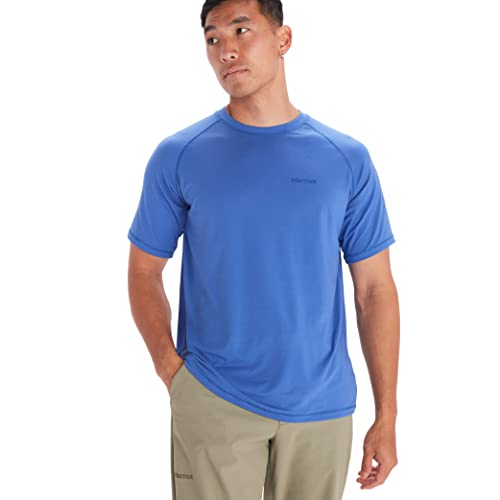 Marmot Herren Windridge SS, atmungsaktives Funktionsshirt, kurzarm Sportshirt, schnell trocknendes Fitness-Shirt, Trail Blue, S von Marmot