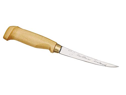 Marttiini Finnisches Filiermesser, Klinge 10 cm, Holzgriff, Lederscheide von Marttiini