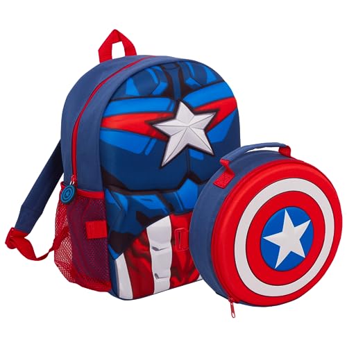 Captain America Rucksack + Lunchbag + Trinkflasche passendes 3er Set, blau, Casual Daypack Captain America Rucksack + Lunchbag + Trinkflasche passendes 3er Set, blau, Casual Daypack von Marvel