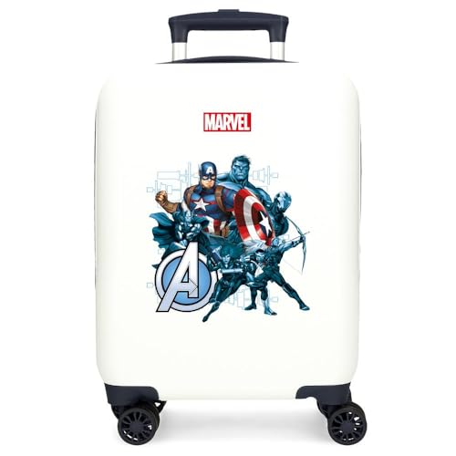 Joumma Marvel Avengers Legendary Kabinenkoffer, Weiß, 33 x 50 x 20 cm, starr, ABS, seitlicher Kombinationsverschluss, 28,4 l, 2 kg, 4 Doppelräder, Handgepäck, weiß, Kabinenkoffer von Marvel
