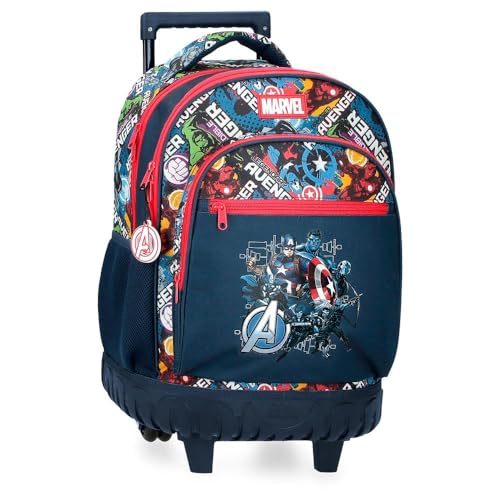 Joumma Marvel Avengers Legendary Rucksack, kompakt, 2 Räder, Blau, 32 x 45 x 21 cm, Polyester, 28,9 l, blau, Kompakter Rucksack mit 2 Rädern von Marvel
