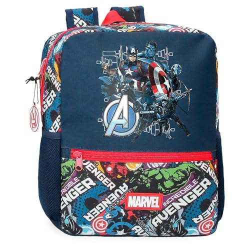 Joumma Marvel Avengers Legendary Schulrucksack, anpassbar an Trolley, Blau, 27 x 33 x 11 cm, Polyester, 9,9 l, blau, Schulrucksack, anpassbar an Trolley von Marvel