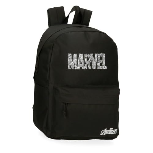 Joumma Marvel Characters Logo Schulrucksack, 39,6 cm, Schwarz, 31,5 x 45 x 15 cm, Polyester, 21,26 l, Schwarz, Talla única, Schulrucksack, anpassbar an Trolley von Marvel