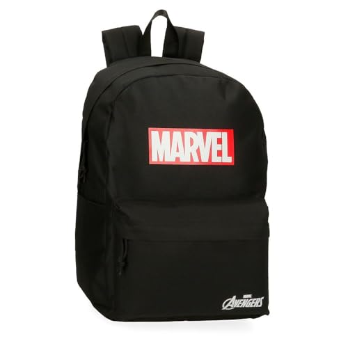 Joumma Marvel Marvel Red Logo Schulrucksack, 39,6 cm, Schwarz, 31,5 x 45 x 15 cm, Polyester, 21,26 l, Schwarz, Talla única, Schulrucksack, anpassbar an Trolley von Marvel