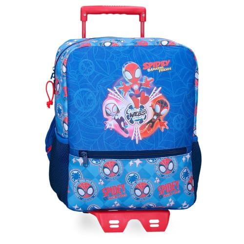 Joumma Marvel Power of 3 Schulrucksack mit Trolley, blau, 25 x 32 x 12 cm, Polyester, 9,8 l, blau, Schulrucksack mit Trolley von Marvel