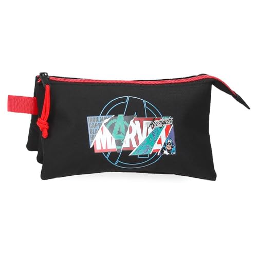 Marvel Joumma Shield, Dreifach-Federmäppchen, Schwarz, 22 x 12 x 5 cm, Polyester, L, Schwarz, Dreifaches Federmäppchen von Marvel