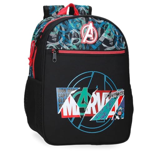 Marvel Joumma Shield Schulrucksack, Schwarz, 27 x 33 x 11 cm, Polyester, 9,8 l, Schwarz, Schulrucksack von Marvel