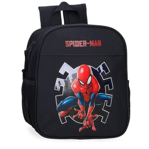 Joumma Marvel Spiderman Attack Kindergartenrucksack, Schwarz, 21 x 25 x 10 cm, Polyester, 5,25 l, Schwarz, Kindergarten-Rucksack von Marvel