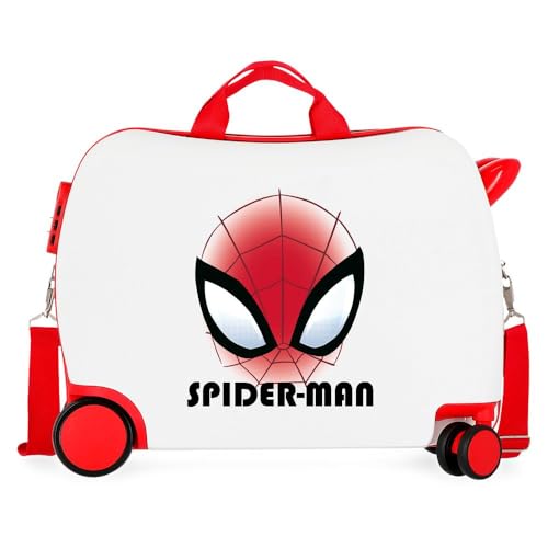 Marvel Joumma Spiderman Authentic Koffer für Kinder, Weiß, 50 x 38 x 20 cm, Hartschale, seitlicher Zahlenschloss, 38 l, 1,8 kg, 2 Rollen, Handgepäck, Weiß, Koffer für Kinder, weiß, Kinderkoffer von Marvel