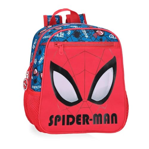 Marvel Joumma Spiderman Authentic Vorschulrucksack, anpassbar an Trolley, rot, 23 x 28 x 10 cm, Polyester, 6,44 l, rot, Vorschulrucksack, anpassbar an Trolley von Marvel
