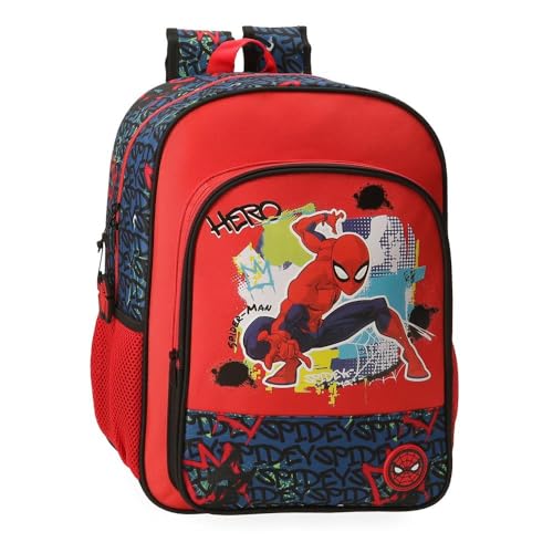 Joumma Marvel Spiderman Urban Schulrucksack, Rot, 30 x 40 x 13 cm, Polyester, 15,6 l, rot, Schulrucksack von Marvel