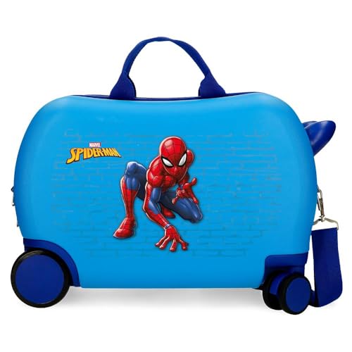 Joumma Marvel Spiderman Vigilant Kinderkoffer, Blau, 45 x 31 x 20 cm, starr, ABS, 24,6 l, 1,8 kg, 4 Räder, Gepäck, Hand, blau, Kinderkoffer von Marvel