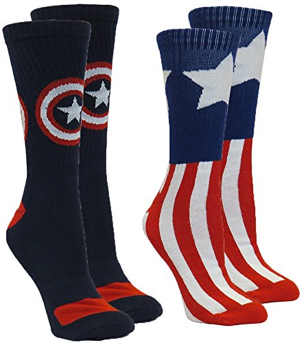 Marvel Captain America Herren Athletic Crew Socken, 2 Paar, Sockengröße 38-47 / Schuhgröße 39-46 von Marvel