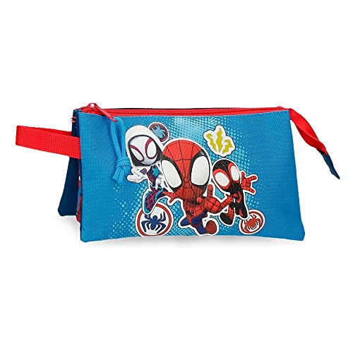 Marvel Go Webs Go Federmäppchen mit drei Fächern, Blau, 22 x 12 x 5 cm, Polyester Marvel Go Webs Go Federmäppchen mit drei Fächern, Blau, 22 x 12 x 5 cm, Polyester von Marvel