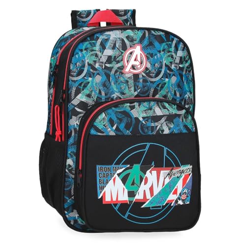 Marvel Joumma Shield Schulrucksack, anpassbar an Trolley, Schwarz, 30 x 40 x 13 cm, Polyester, 15,6 l, Schwarz, Schulrucksack, anpassbar an Trolley von Marvel