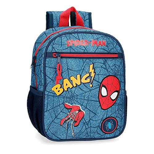 Marvel Spiderman Denim Kleiner Rucksack, Blau, 23 x 28 x 10 cm, Polyester, 6,44 l von Marvel